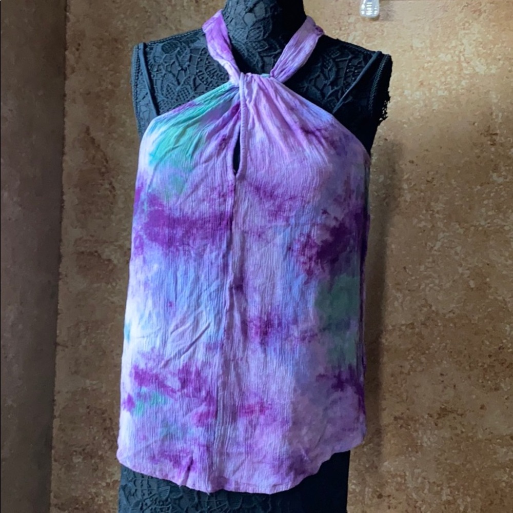 Umgee purple/green tie dye halter size medium